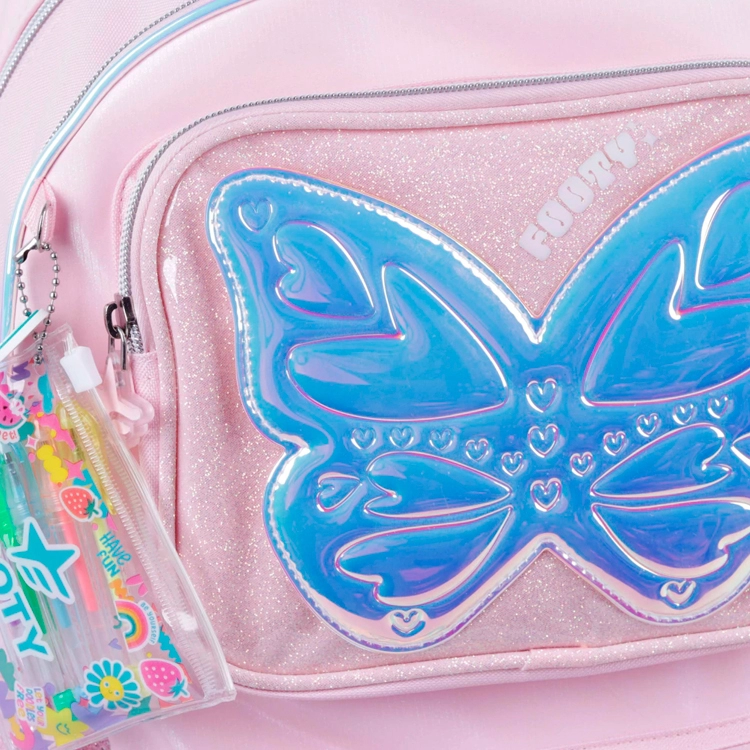 Mochila Escolar Footy 2026 Glow Fly Rosa 18" Art.F26343